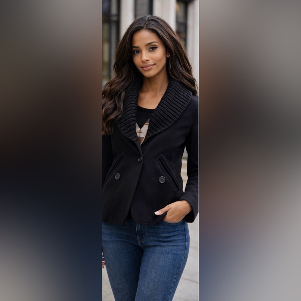 Burberry Black Pea Coat